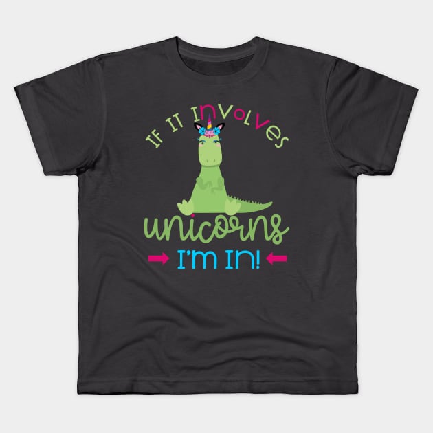 Unicornus Rex Kids T-Shirt by strawberrymonkee